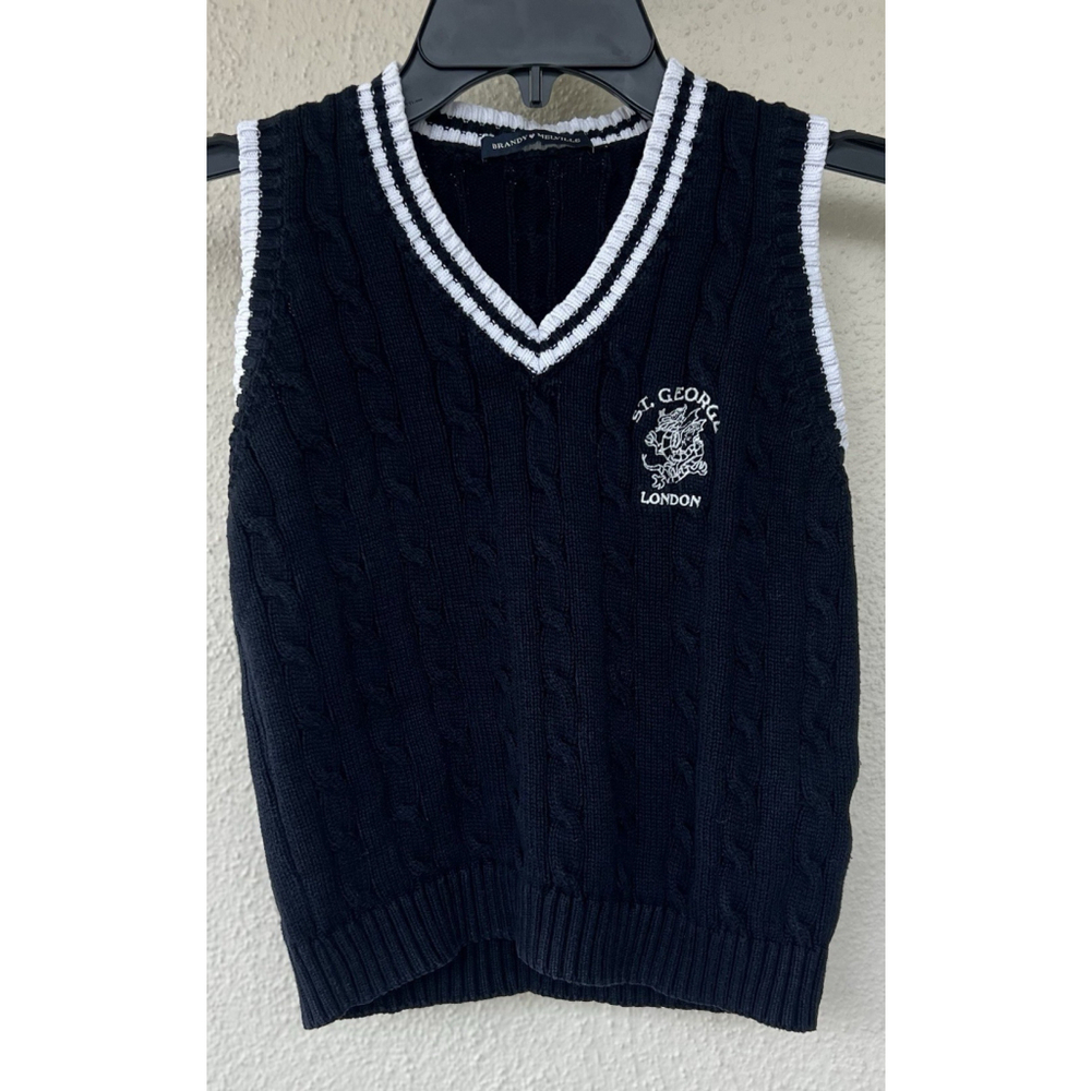 Brandy Melville St. George Sweater Vest London 2XS V Neck Preppy Tennis Academia